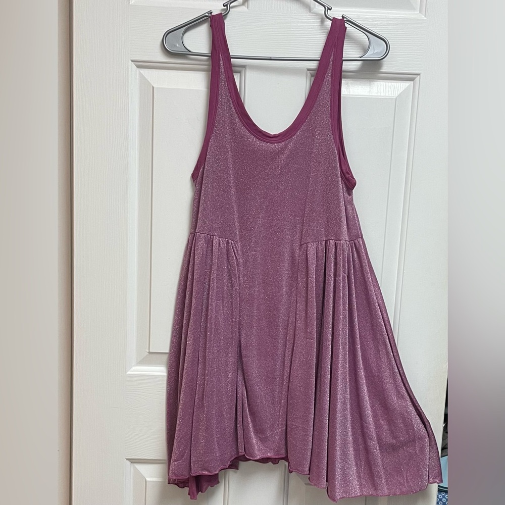 COPY - FP Beach Pink and Purple metallic Asymmetrical High-Low Sundress